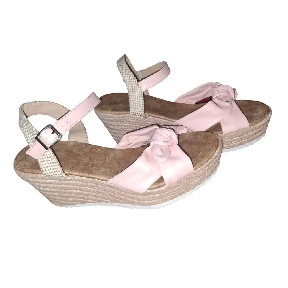 Petal Pink Burlap Wedge Sandal Size 9 Easter Spring 2025 40 - Picture 4 of 8